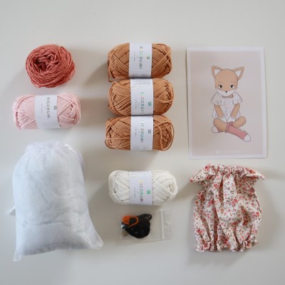 Kit Crochet Socquette, jolie renarde – Coffret Complet, Patron PDF