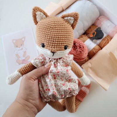Kit Crochet Socquette, jolie renarde – Coffret Complet, Patron PDF