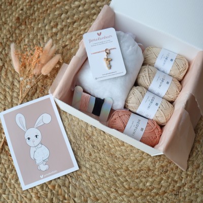 Kit Crochet Coton mon petit lapin – Coffret Complet, Patron PDF
