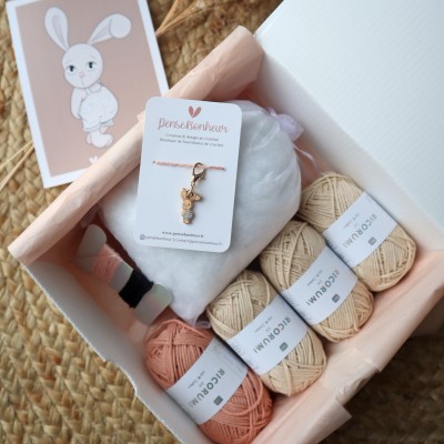 Kit Crochet Coton mon petit lapin – Coffret Complet, Patron PDF