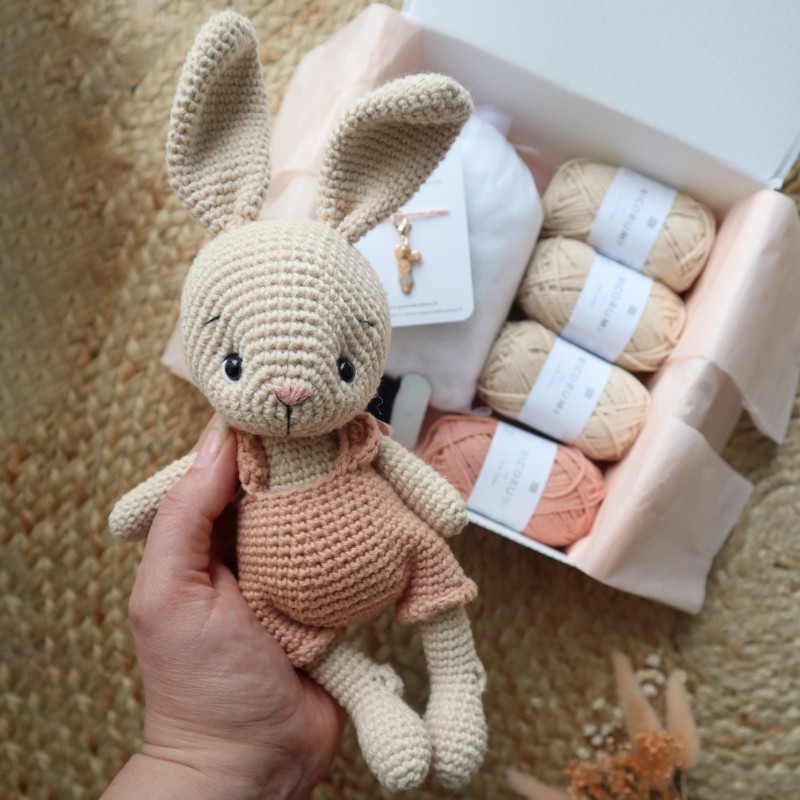 Kit Crochet Coton mon petit lapin – Coffret Complet, Patron PDF
