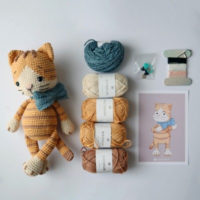 Kit Crochet Caramel, le chaton – Coffret Complet, Patron PDF