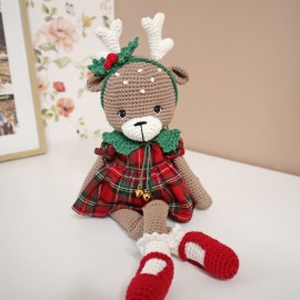 Kit Crochet Solveig, renne de Noël – Coffret Complet, Patron PDF