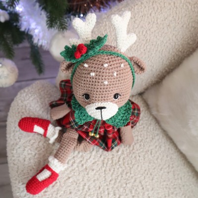 Kit Crochet Solveig, renne de Noël – Coffret Complet, Patron PDF