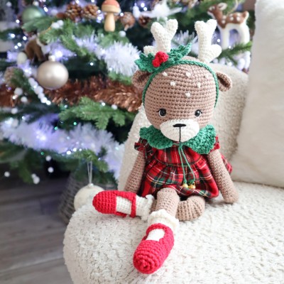 Kit Crochet Solveig, renne de Noël – Coffret Complet, Patron PDF