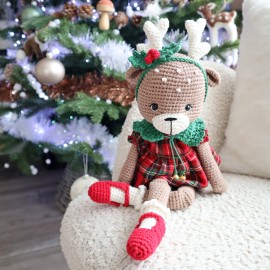 Kit Crochet Solveig, renne de Noël – Coffret Complet, Patron PDF