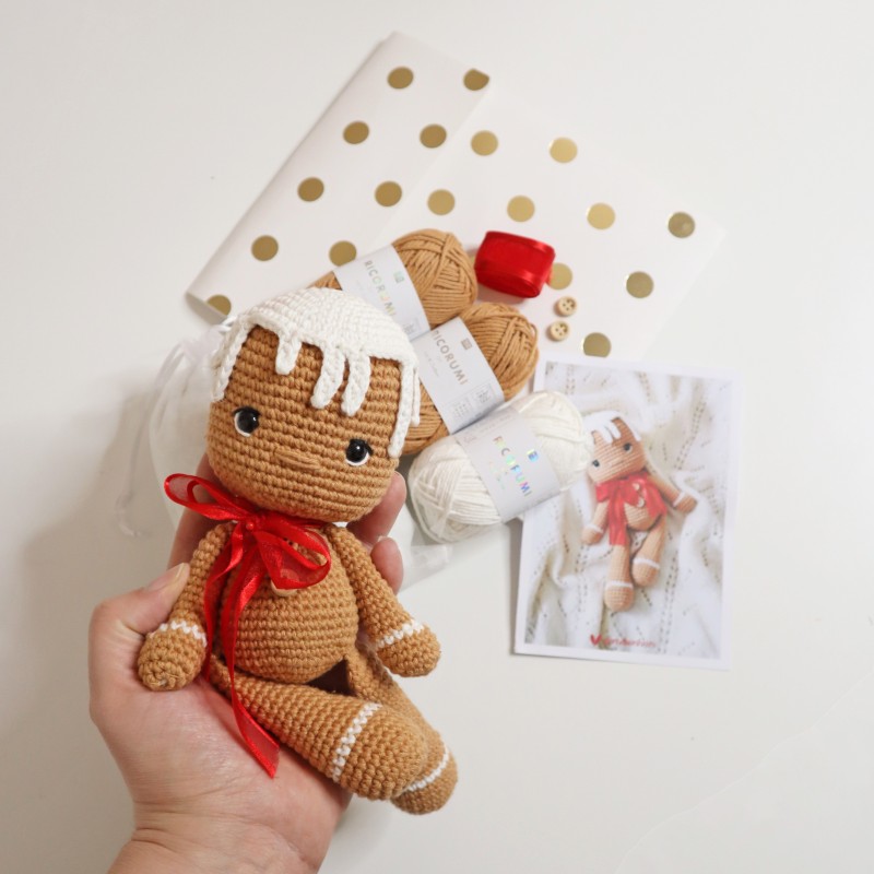 Kit Crochet Biscuit, bonhomme de pain d'épices – Coffret Complet, Patron PDF