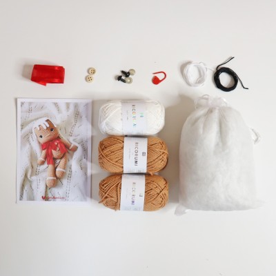 Kit Crochet Biscuit, bonhomme de pain d'épices – Coffret Complet, Patron PDF