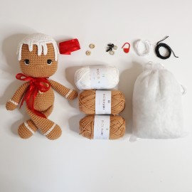 Kit Crochet Biscuit, bonhomme de pain d'épices – Coffret Complet, Patron PDF