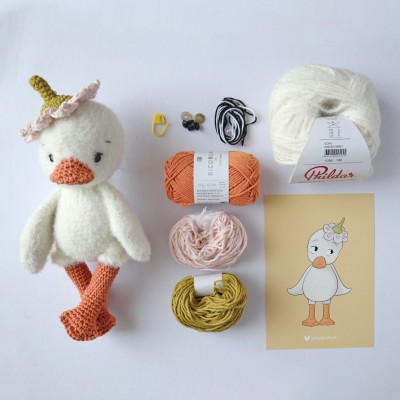 Kit Crochet Plume, mon petit caneton – Coffret Complet, Patron PDF
