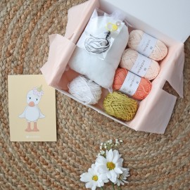 Coffret version 2 : Plume, mon petit caneton en fil 100% coton