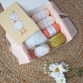 Coffret version 2 : Plume, mon petit caneton en fil 100% coton