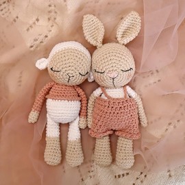 Les minis du bonheur : Coton le lapin & Pelote l'agneau : Patron Au Crochet PDF