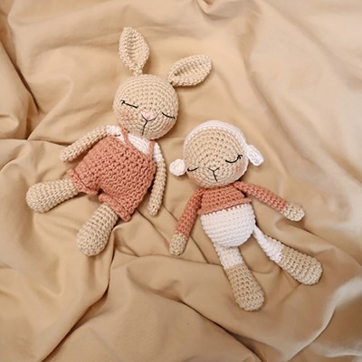 Les minis du bonheur : Coton le lapin & Pelote l'agneau : Patron Au Crochet PDF