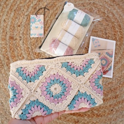 Kit Crochet Trousse Granny Bloom – Coffret Complet, Patron PDF