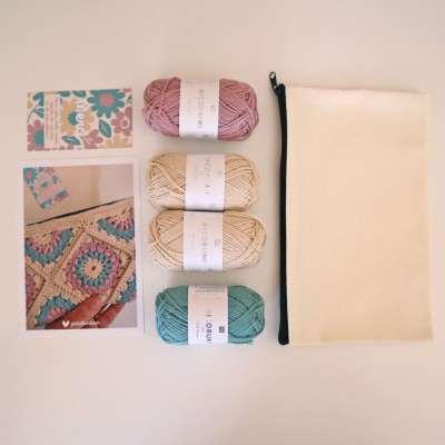 Kit Crochet Trousse Granny Bloom – Coffret Complet, Patron PDF