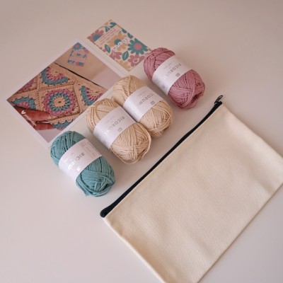 Kit Crochet Trousse Granny Bloom – Coffret Complet, Patron PDF