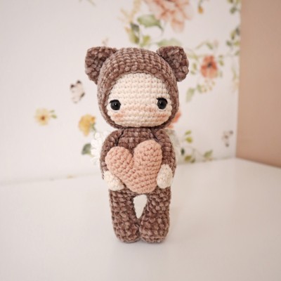 Câlinours, petit ours de la St Valentin : Patron Au Crochet PDF