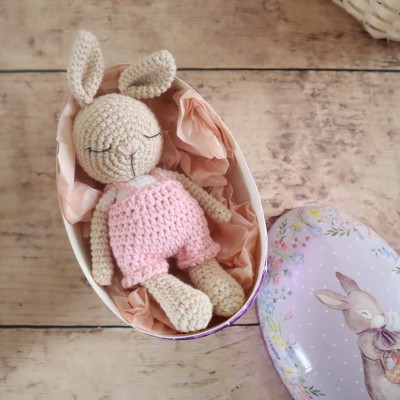 Mini Coton le lapin Rose - pièce unique peluche au crochet