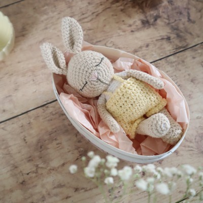 Mini Coton le lapin Jaune - pièce unique peluche au crochet