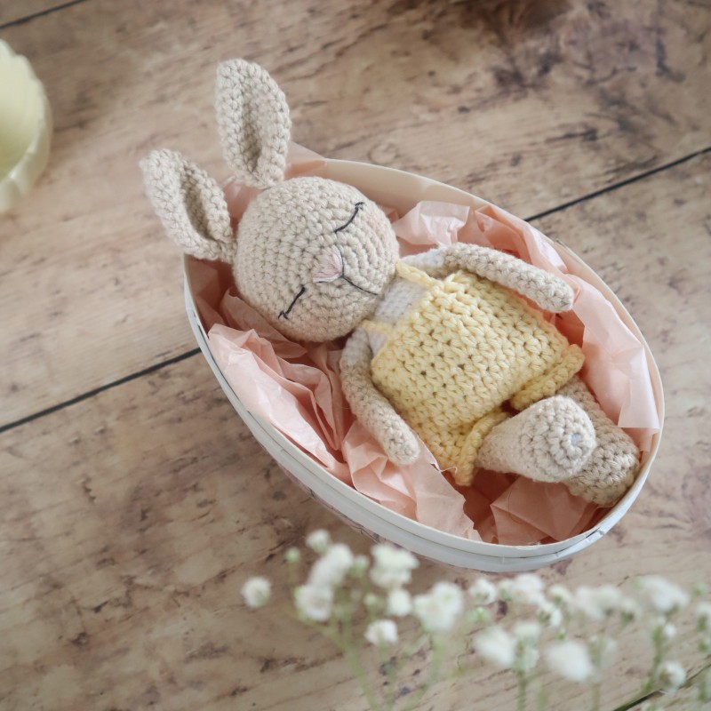 Mini Coton le lapin Jaune - pièce unique peluche au crochet