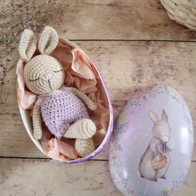 Mini Coton le lapin violet - pièce unique peluche au crochet